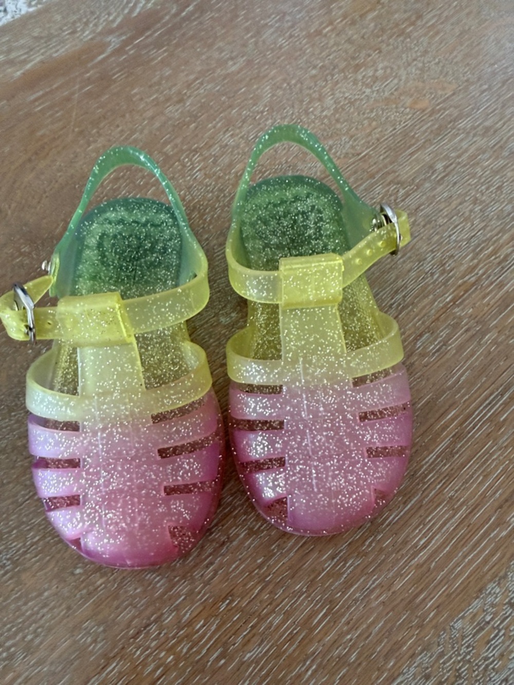 Glitter Ombre Jelly Sandals - Yellow to Pink for Kids